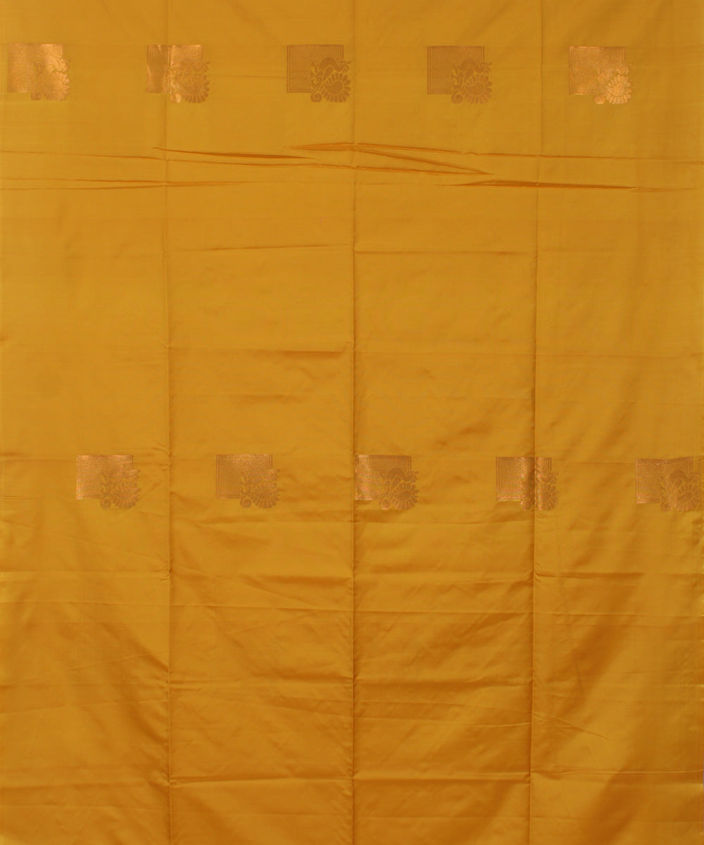 Yellow handwoven Karnataka soft silk saree