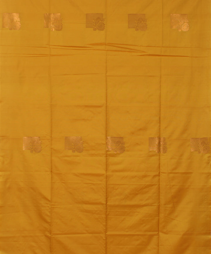Yellow handwoven Karnataka soft silk saree
