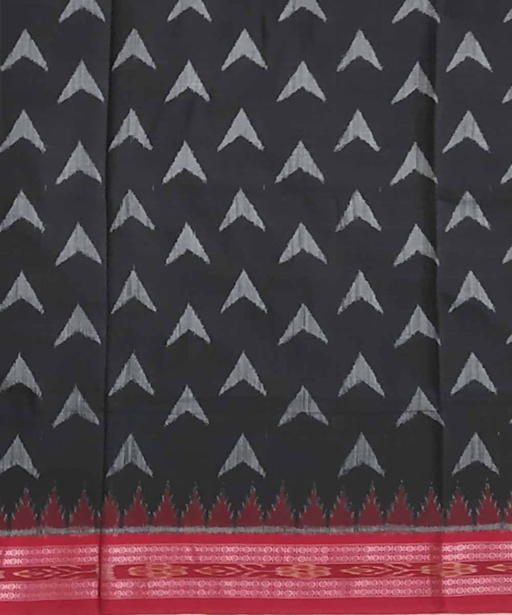 Black red handwoven cotton ikat nuapatna saree