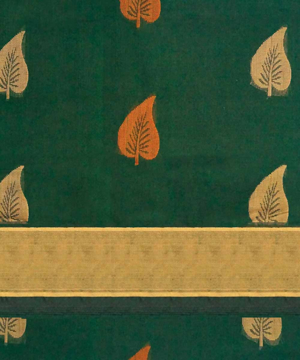 English green handwoven salem cotton saree