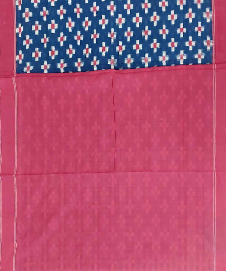 Azure blue handwoven cotton ikat pochampally saree