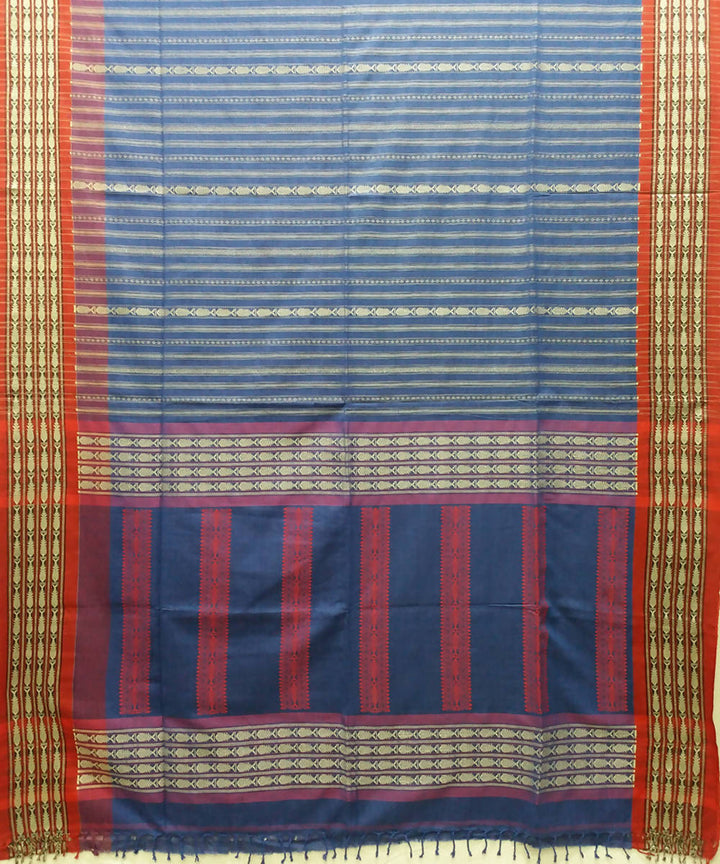 Bengal handspun cotton handloom navy saree