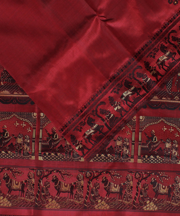 Maroon handwoven silk baluchari saree