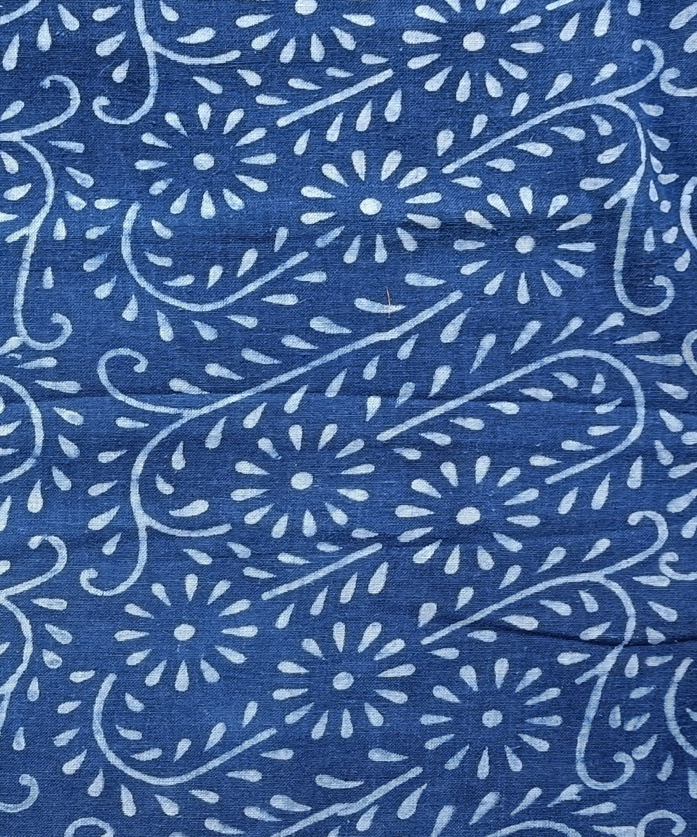 2.5m Indigo white dabu print hand spun hand woven cotton kurta material