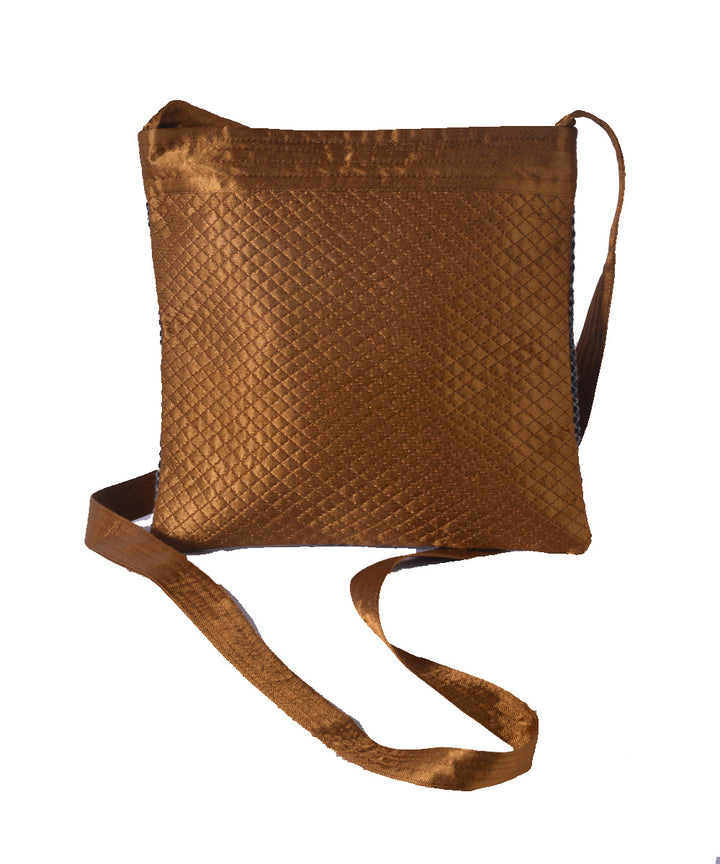 Rust multicolor hand embroidered mashroo cross body bag