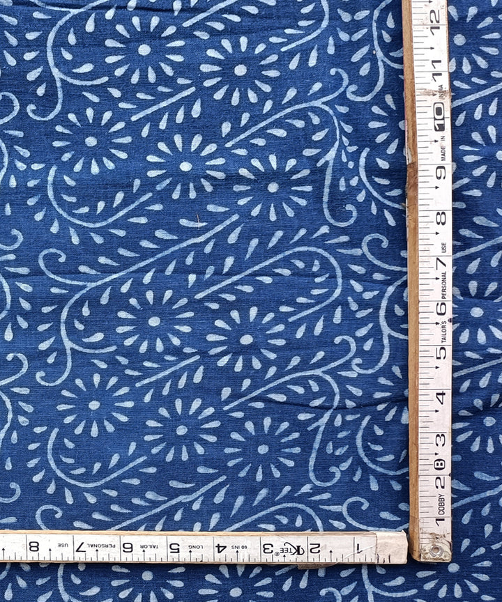 2.5m Indigo white dabu print hand spun hand woven cotton kurta material