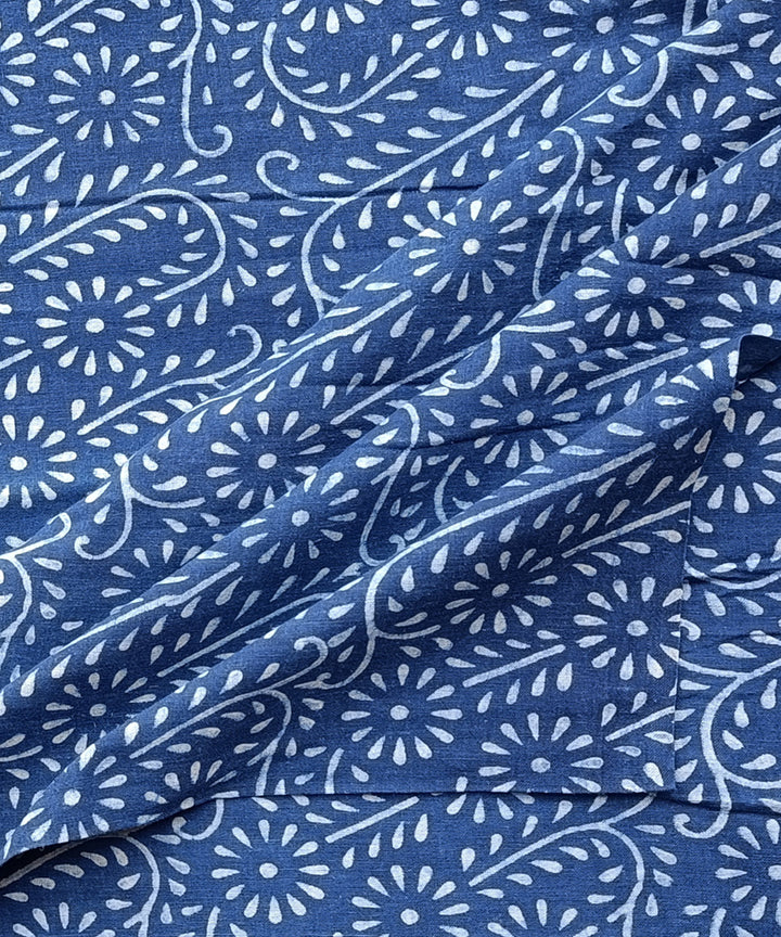 2.5m Indigo white dabu print hand spun hand woven cotton kurta material