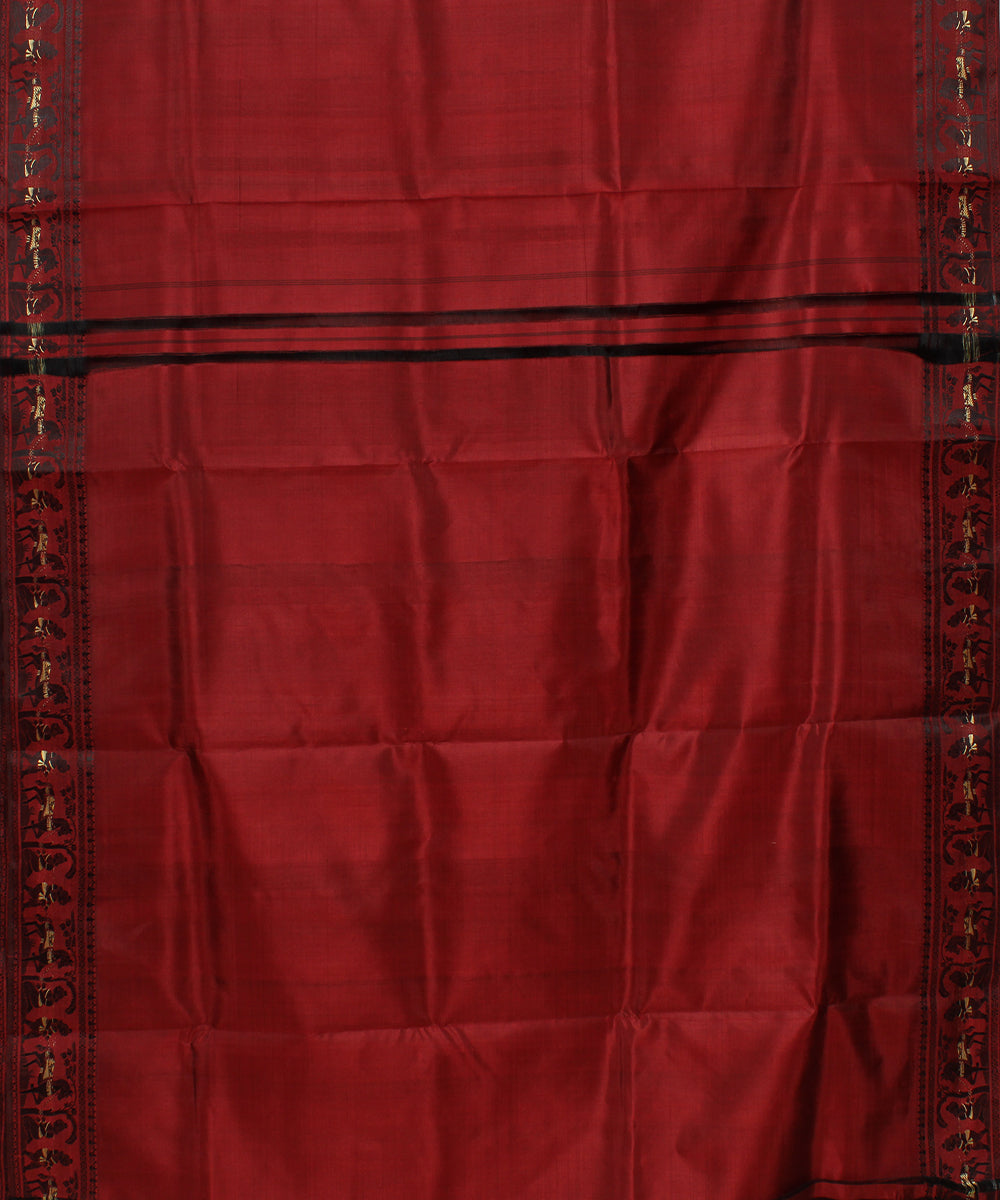 Maroon handwoven silk baluchari saree
