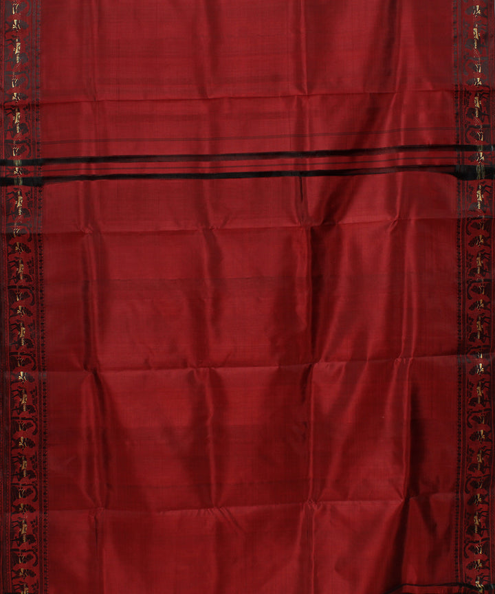 Maroon handwoven silk baluchari saree
