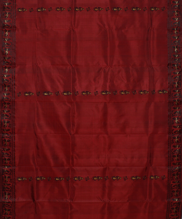 Maroon handwoven silk baluchari saree