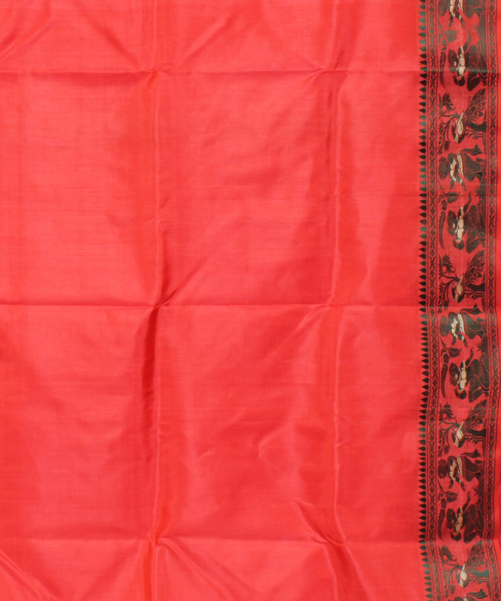Dark red handwoven silk baluchari saree