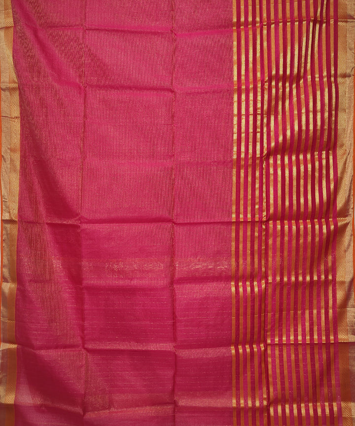 Pink orange handwoven cotton silk maheshwari saree