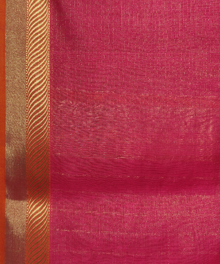 Pink orange handwoven cotton silk maheshwari saree