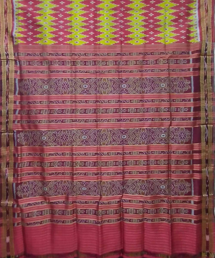 Multicolor maroon handwoven silk khandua saree