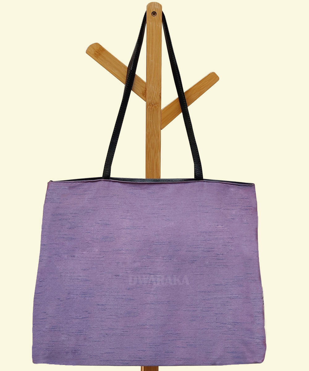 Lavender hand painted kalamkari tote bag