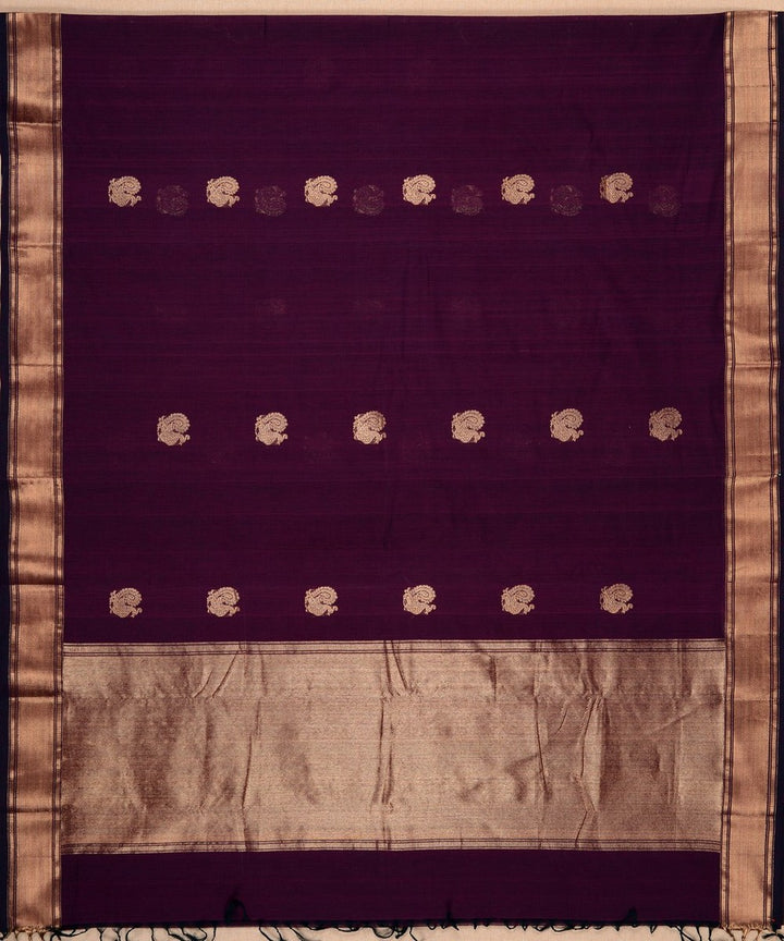 Purple zari butta handwoven cotton kanchi saree