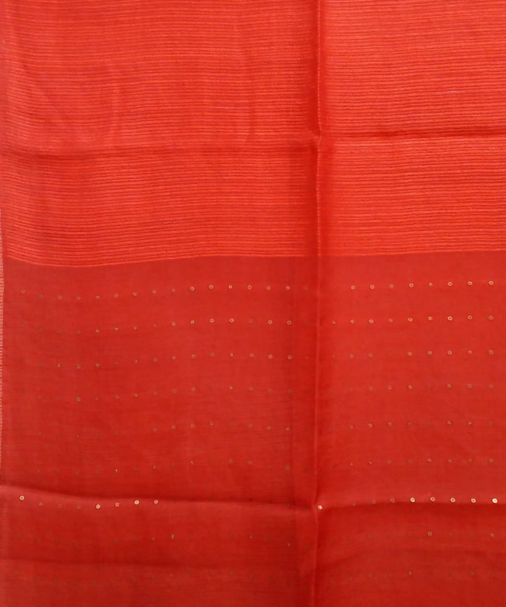 red handwoven Resham silk Half and half sequin Saree