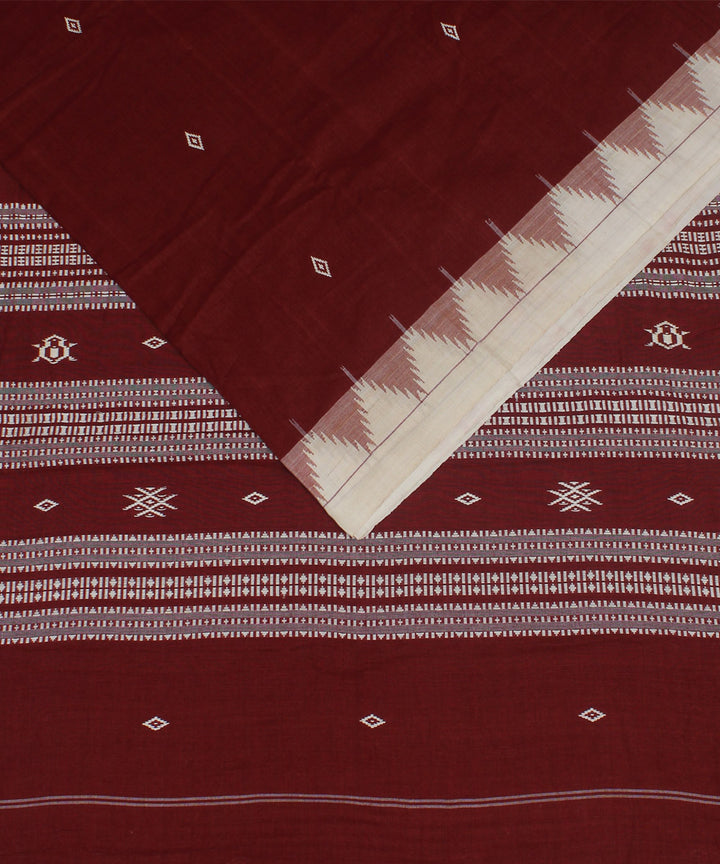 Maroon with white natural dye handloom cotton kotpad saree