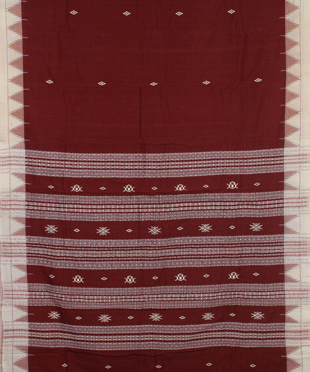 Maroon with white natural dye handloom cotton kotpad saree