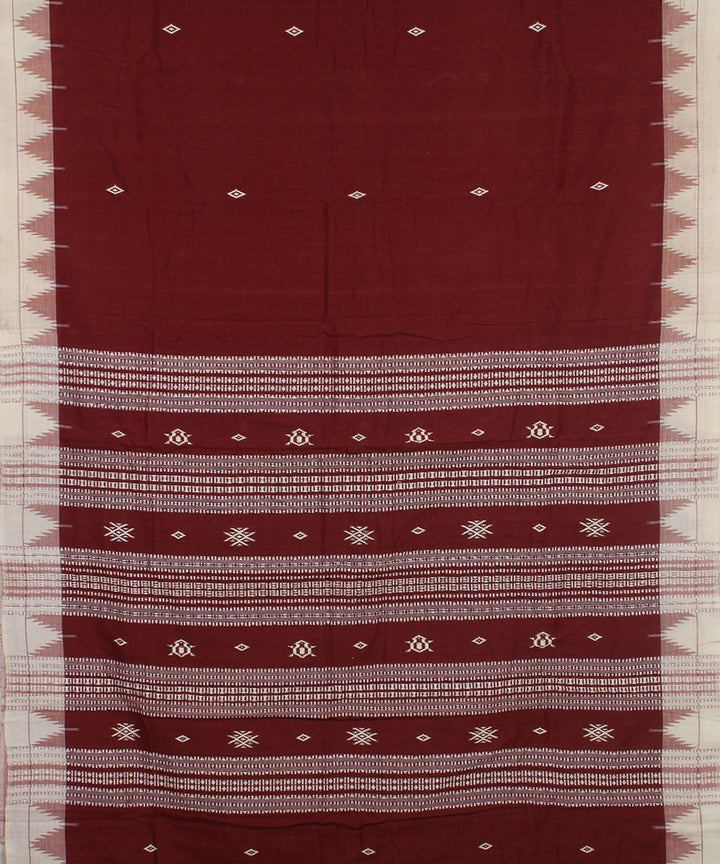 Maroon with white natural dye handloom cotton kotpad saree