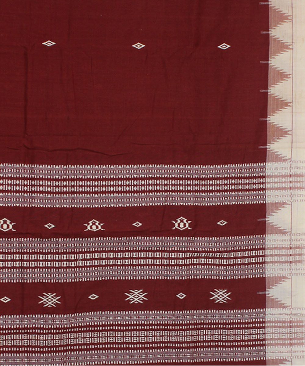 Maroon with white natural dye handloom cotton kotpad saree