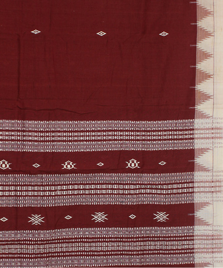 Maroon with white natural dye handloom cotton kotpad saree