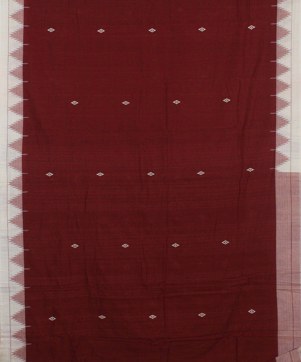 Maroon with white natural dye handloom cotton kotpad saree