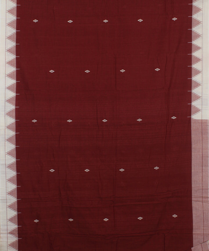 Maroon with white natural dye handloom cotton kotpad saree