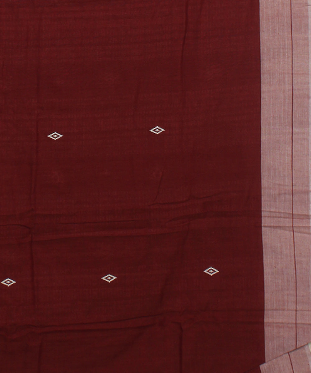 Maroon with white natural dye handloom cotton kotpad saree