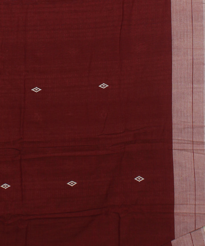 Maroon with white natural dye handloom cotton kotpad saree