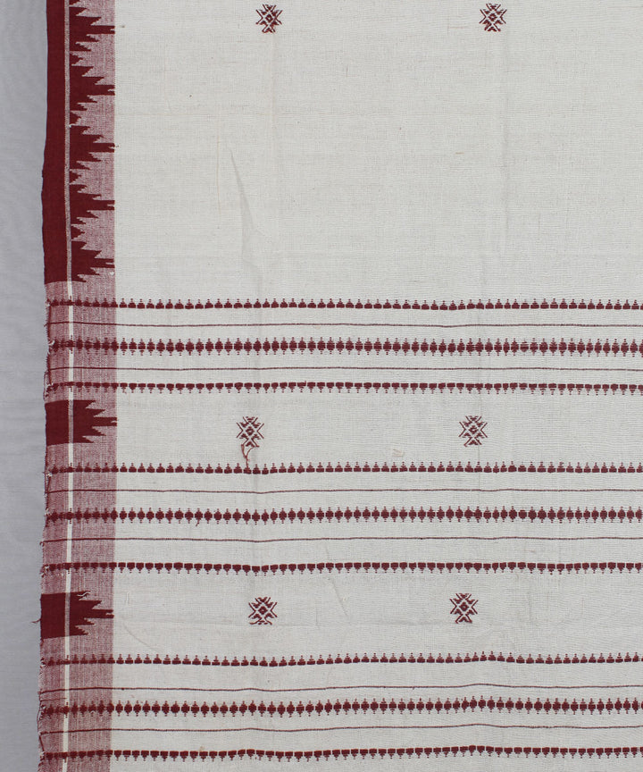 Beige maroon handwoven cotton kotpad dupatta