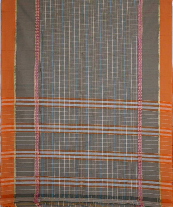 Dark grey handwoven cotton narayanpet saree