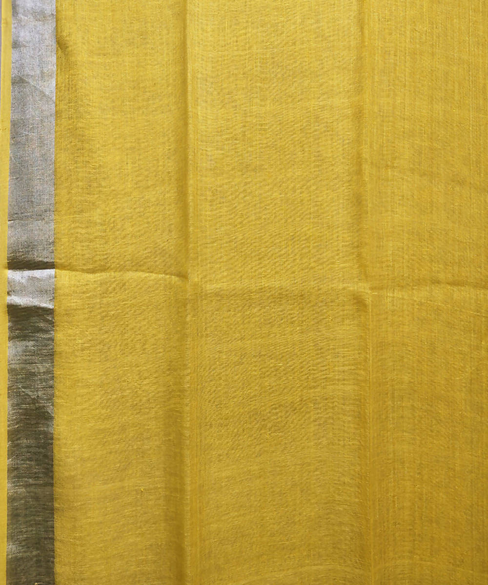 Yellow handloom linen saree