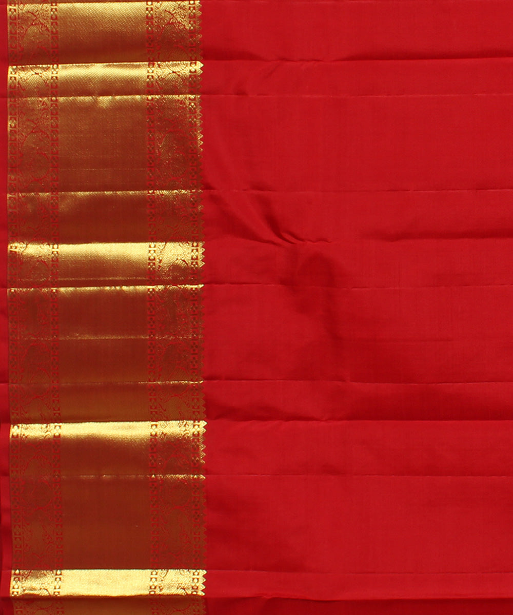 Yellow mustard red handwoven karnataka silk saree