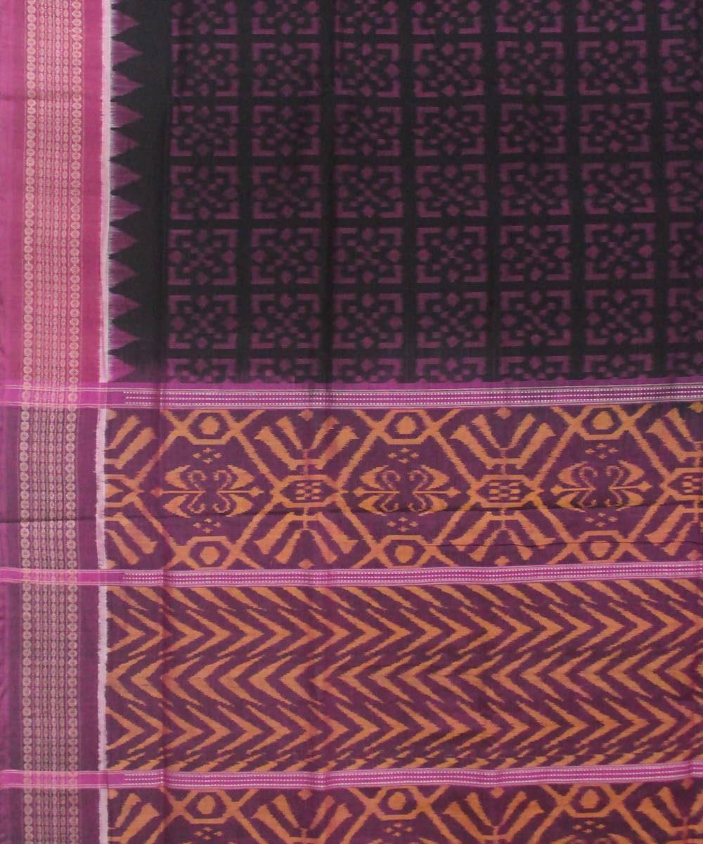 Black Purple Sambalpuri Cotton Handloom Saree