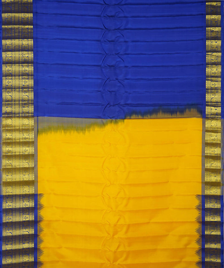 Yellow handwoven silk gadwal saree