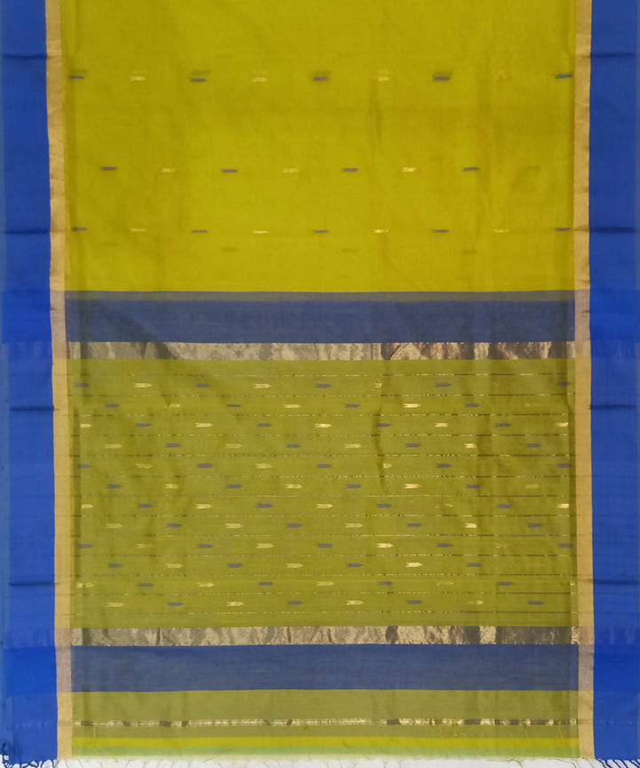 Maheshwari Mustard Green Handloom Cotton Silk Saree