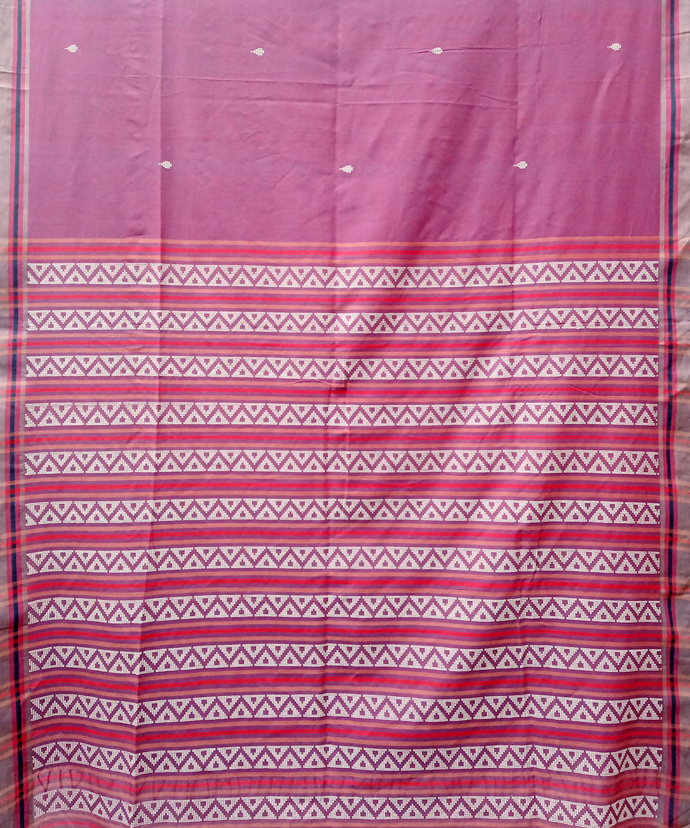 Mauve handwoven extra weft cotton saree