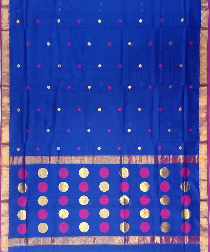 Maheshwari Royal Blue Handwoven Cotton Silk Saree
