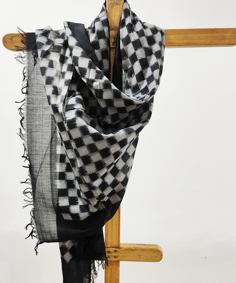 Black white handloom cotton assam stole