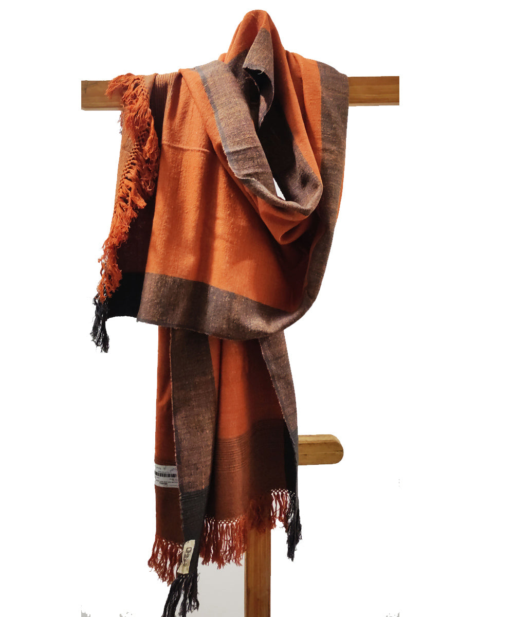Orange grey handloom cotton assam stole