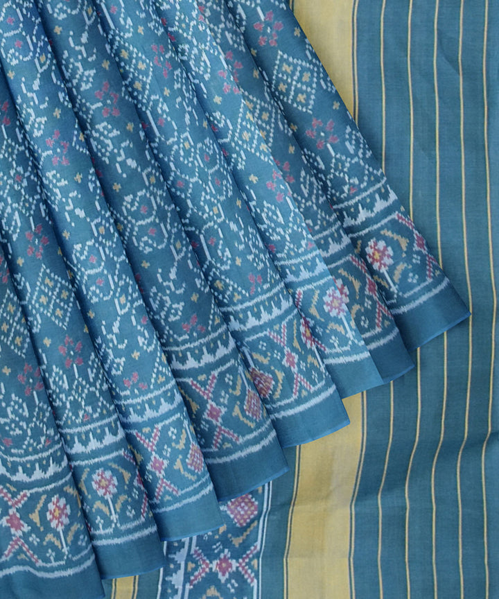 Blue handwoven cotton patola saree