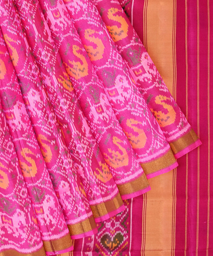 Pink silk handloom patola saree