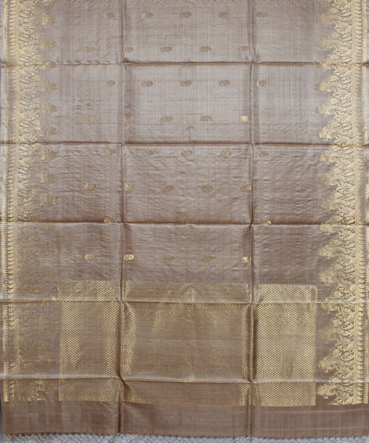 Beige handwoven kosa tussar silk saree