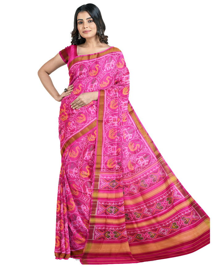 Pink silk handloom patola saree