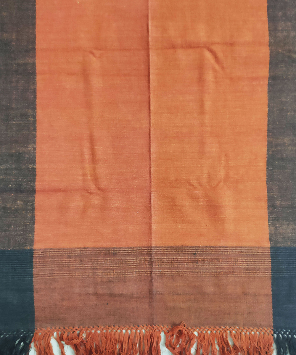 Orange grey handloom cotton assam stole