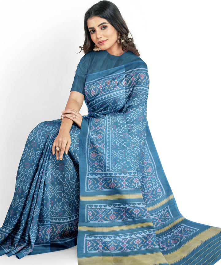 Blue handwoven cotton patola saree