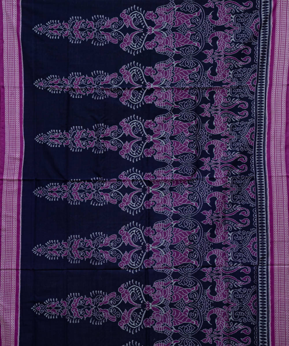 Black and dark magenta handloom cotton sambalpuri saree