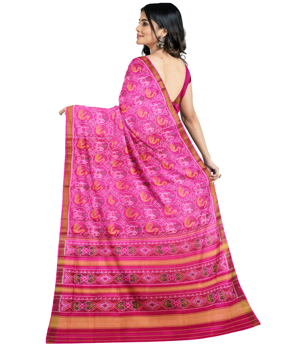 Pink silk handloom patola saree