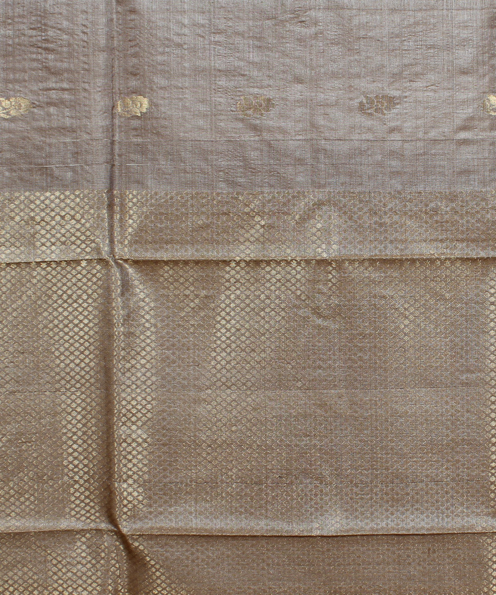 Beige handwoven kosa tussar silk saree